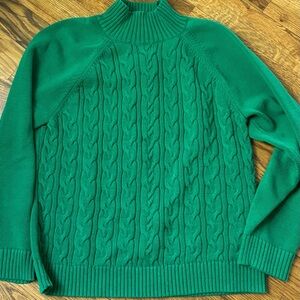 100% Cotton Karen Scott Green Cable Knit Sweater
